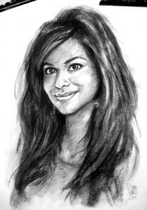 Young Woman Charcoal Portrait by Stan Hurr
