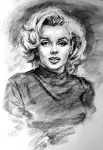 Marilyn Monroe Charcoal Portrait by Stan Hurr