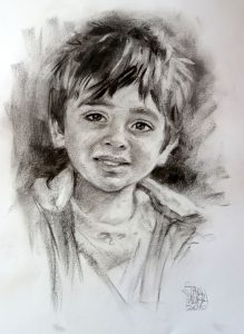 Young Boy Charcoal Portrait by Stan Hurr