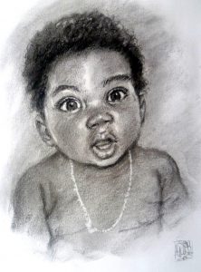 Baby Charcoal Portrait by Stan Hurr