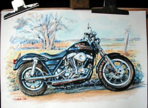 Harley Davidson Watercolour by Stan Hurr