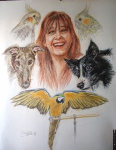 Woman and Pets Portrait by Stan Hurr