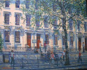 Large Building Painting by Stan Hurr