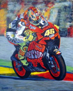 Superbike Oil Painting by Stan Hurr